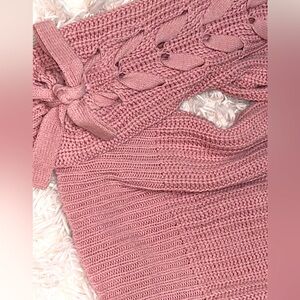 Pink sweater with Braided arms